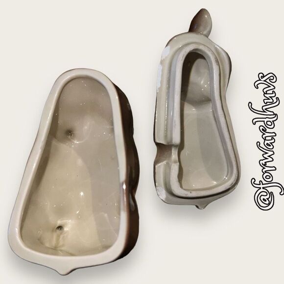 Vintage Gray Bull Sugar Jar With Lid - REPAIRED - Damaged - Picture 7 of 12